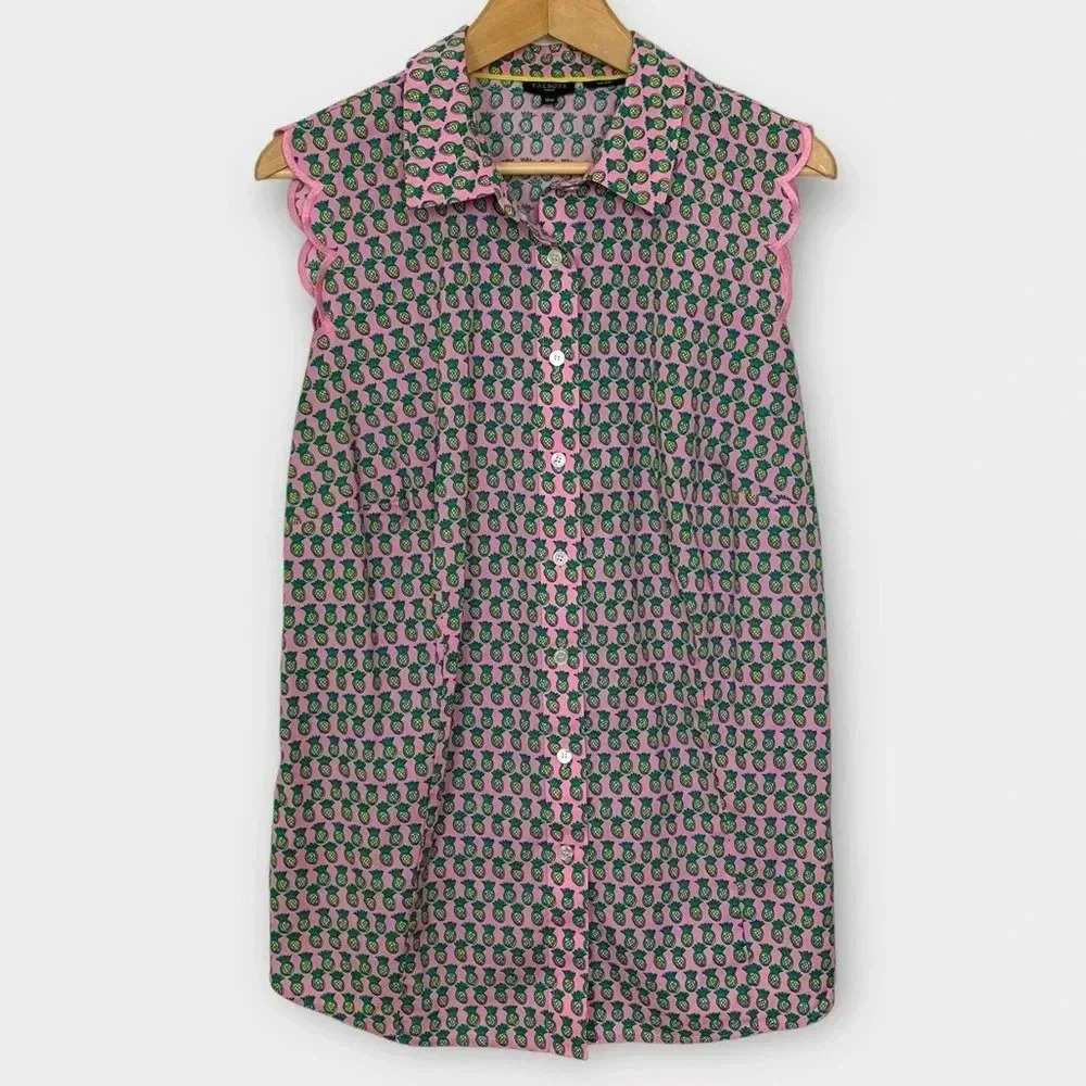 Talbots Pineapple Print Sleeveless Blouse